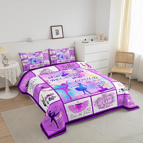 Miniatura 2 de Juego de ropa de cama de ballet para niñas, juego de edredón de bailarina de ballet con teñido anudado, edredón de plumón de bailarina para niños,
