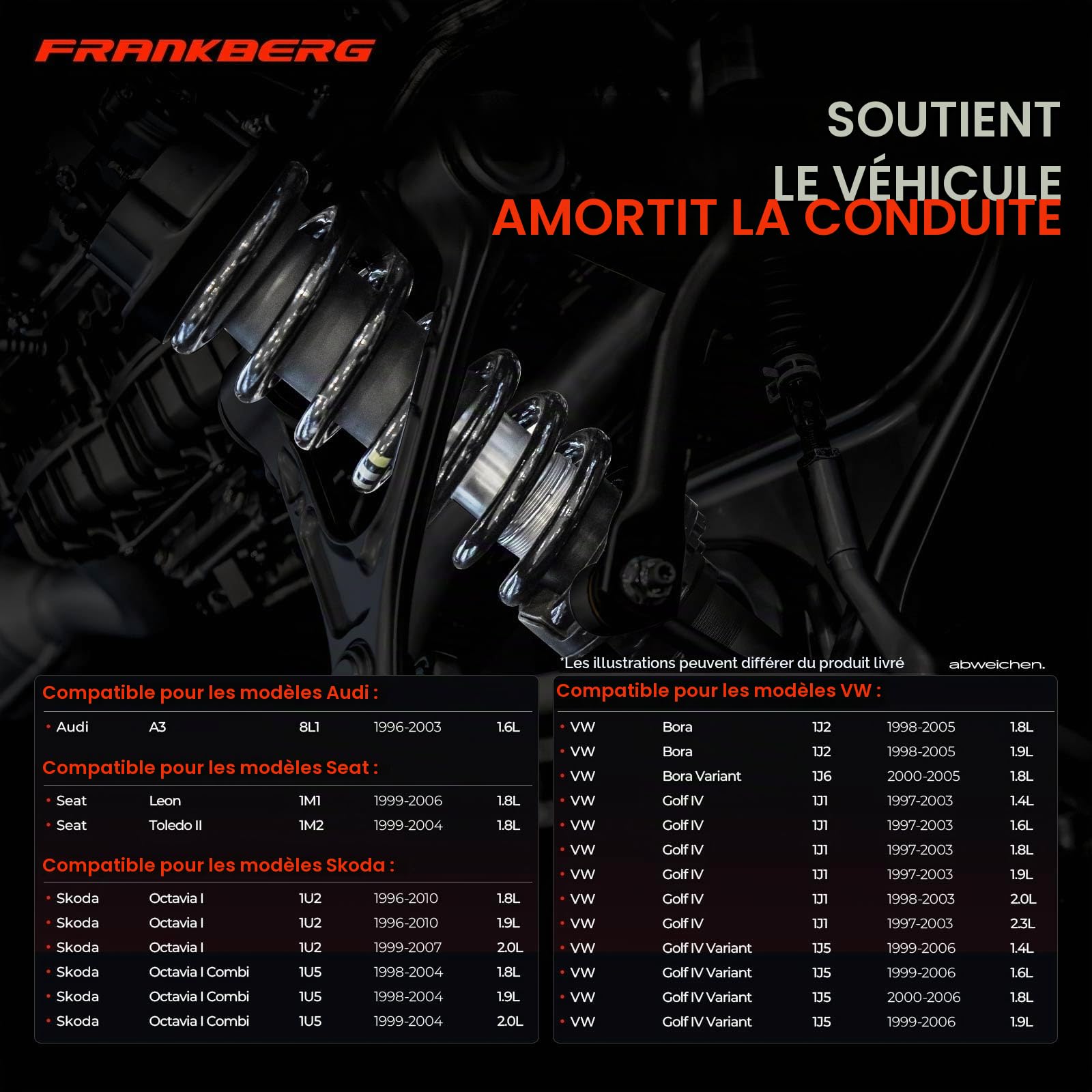 Frankberg 2 ressorts de suspension pour essieu avant 1J0411105BH