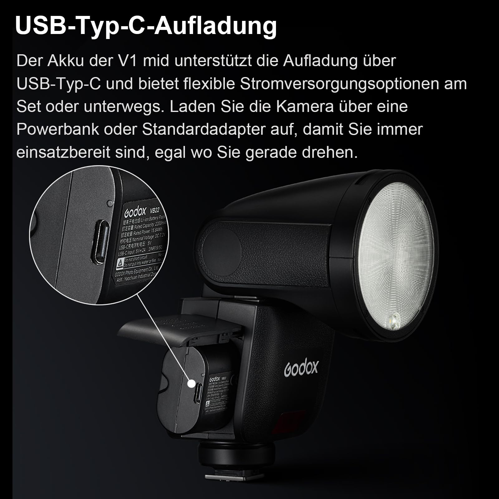 GODOX V1 MID S Kamerablitz für Sony,V1mid-S TTL Rundkopf Kamera Blitz,55Ws Reiseblitz 650+ Blitze 2.4G HSS 1/8000s V1midS Blitz für Sony Alpha A9III a7III a7CII a7IV a7C a7RV a7 a6700 a6400 ZV-E10 II