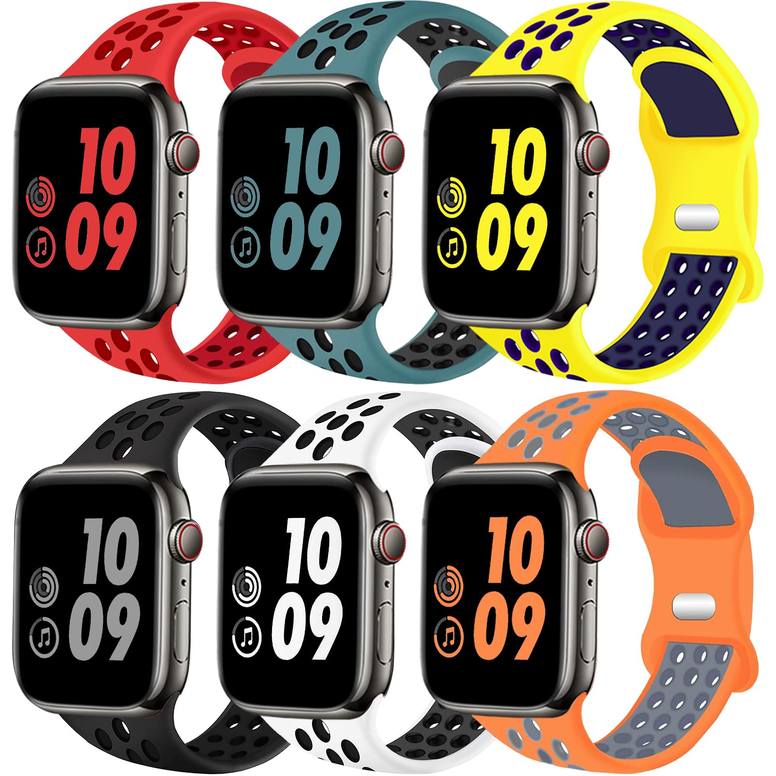 JTaoBand Sport Bands Compatible with Apple Watch Band 42mm 44mm 45mm 46mm 49mm 38mm 40mm 41mm Men Women, Breathable Silicone Replacement Strap for iWatch Series 10 9 8 7 6 5 4 3 2 1 Ultra SE