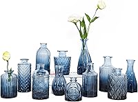 Vista 16 de Juego de 12 jarrones de cristal negro para capullos, jarrones pequeños para flores, jarrón para capullos para centros de mesa al por mayor, mini