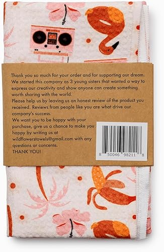 Miniatura 3 de Wildflowers - Toallas de cocina de microfibra  Patrón de flamenco y caras sonrientes  Toalla de cocina de tela de gofre  Toallas de cocina