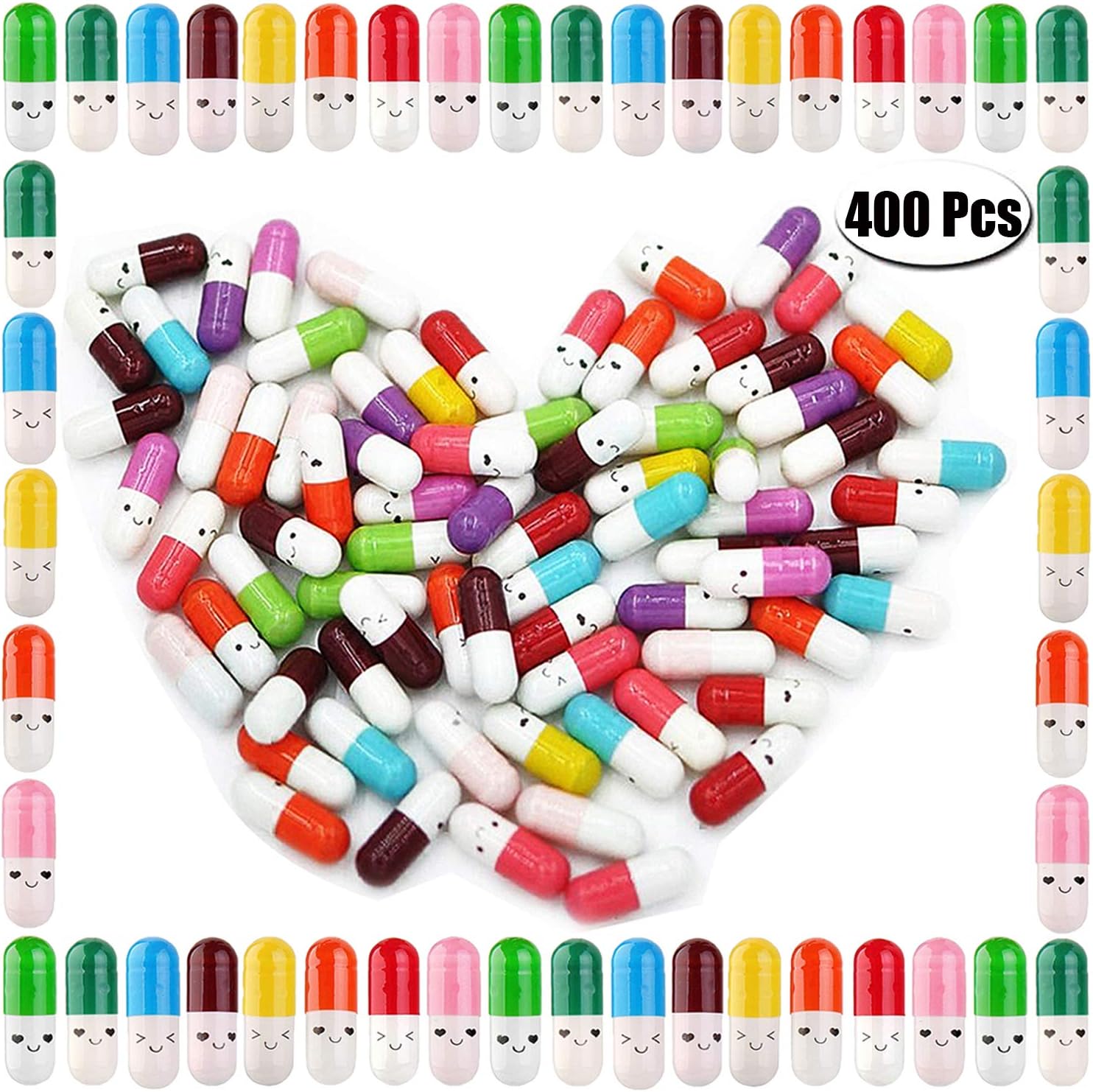 Vanproo400 Pcs Tiny Love Message Capsule Letter in a Bottle Cute Love Friendship Half Pill in Random Color