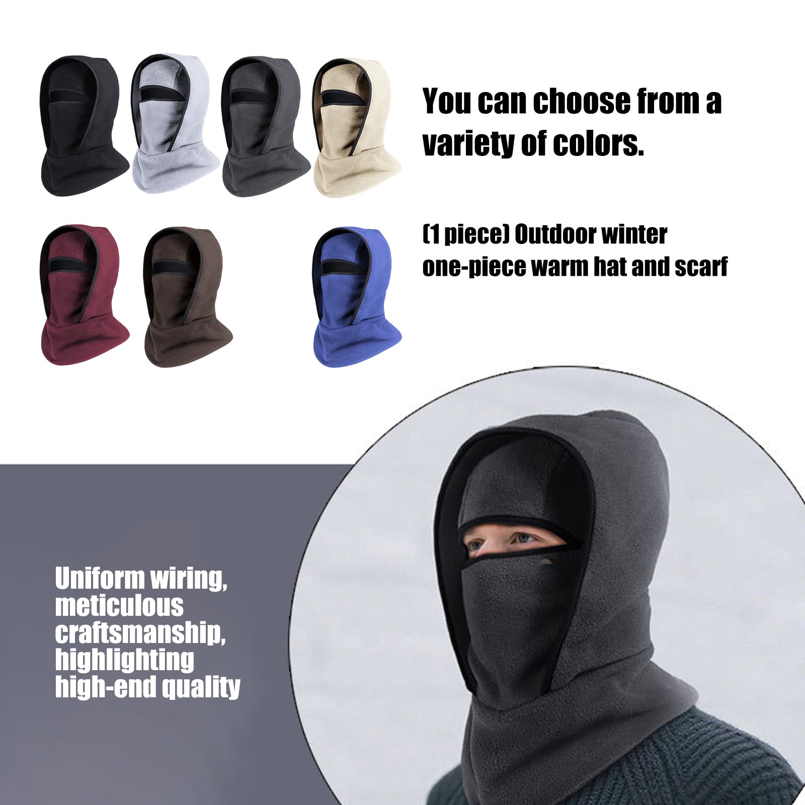 Gorro de forro polar coral cálido para invierno, ciclismo y esquí, actividades al aire libre, resistente al viento, transpirable, cubierta facial para acampar
