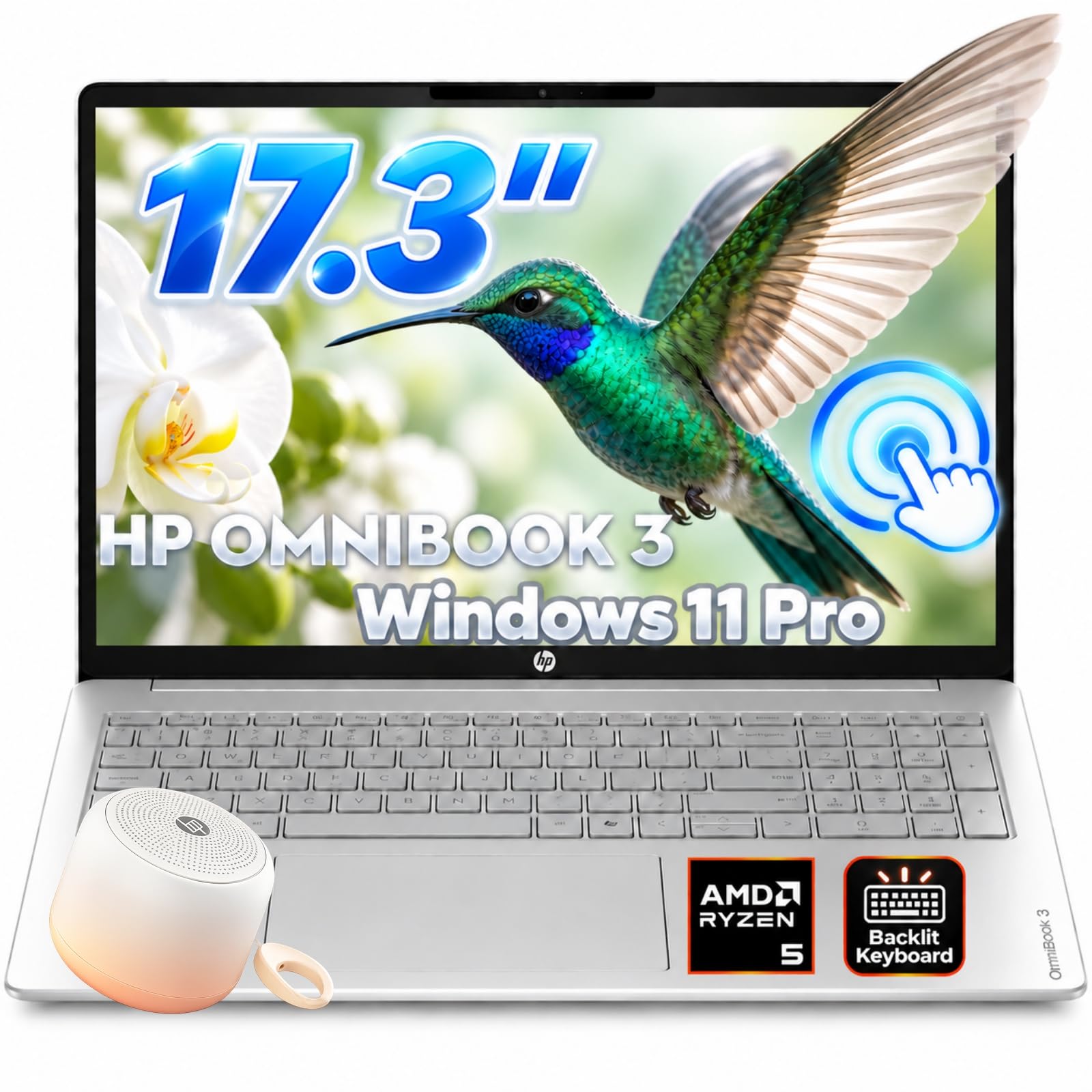 HP OmniBook 3 17.3'' Touchscreen Laptop, Ryzen 5, 16GB DDR5 1TB, Backlit KB