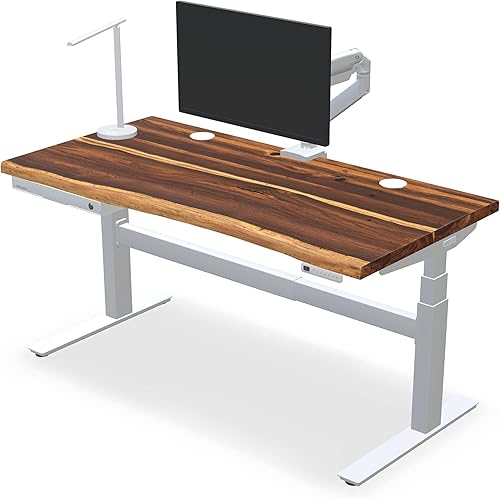 Miniatura 9 de Escritorio de madera maciza de faisán V2, con altura ajustable, Adv. Teclado de memoria y ojales de alambre, Bamboo Motion-X Board