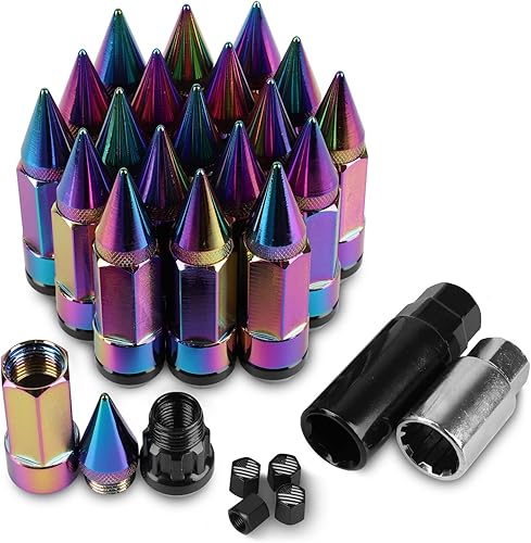 Miniatura 7 de YeshineAuto 20PCS M12x1.5 Anti Theft Wheel Spikes Lug Nut,Replacement for 2006-2019 Fusion,2012-2019 Focus,2001-2019 Escape Aftermarket Wheel(Red)