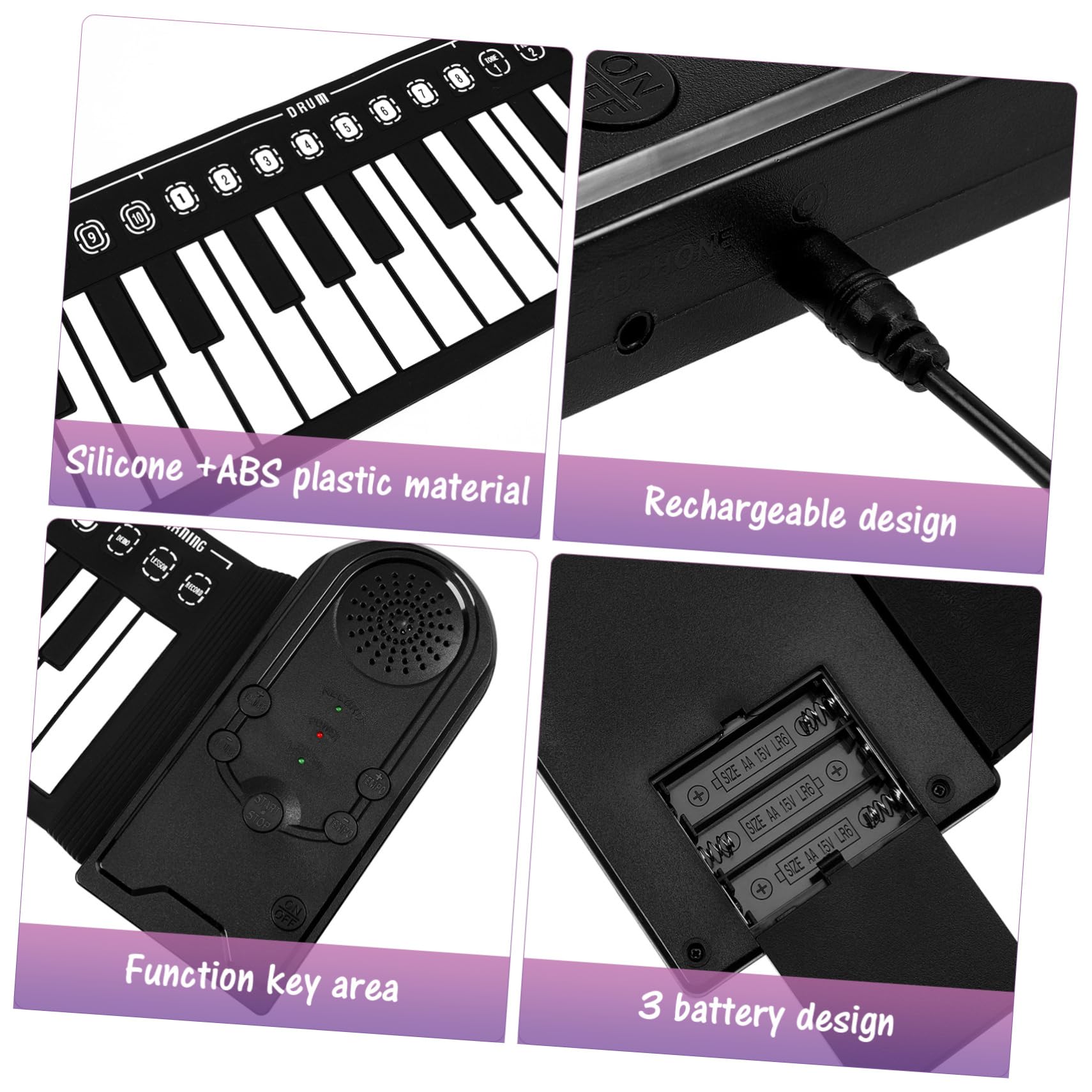 Didiseaon Tastiera Pieghevole Pianoforte 49 Tasti in Silicone, Portatile e Flessibile, Controllo del Ritmo a 32 Livelli per Principianti