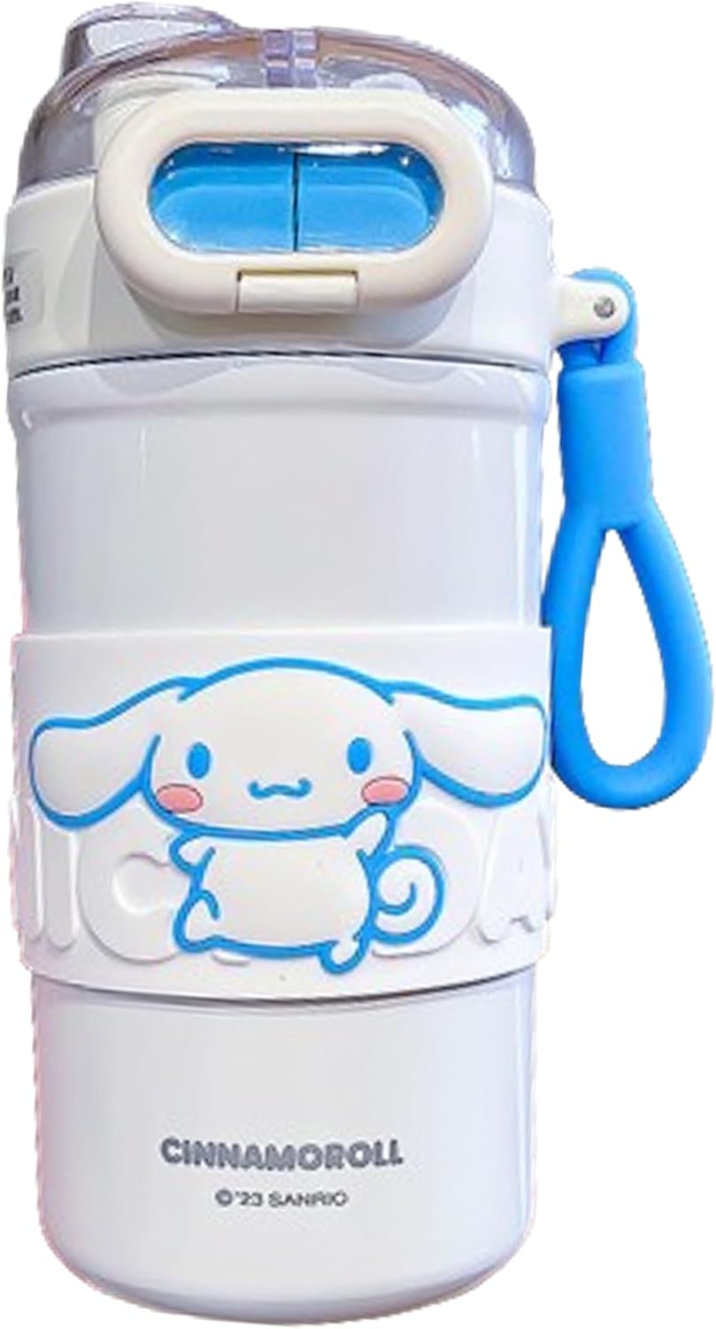 Cinnamoroll Stainless Steel Insulated Water Bottle with Carrying Loop (Spout & Straw) - 510ml, White