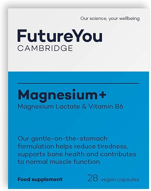 Magnesium+ 575mg Magnesium Lactate with Vitamin B6 - Easy-to-Absorb Formulation - Vegan Suitable - 28 Day Supply - Developed by FutureYou Cambridge, UK