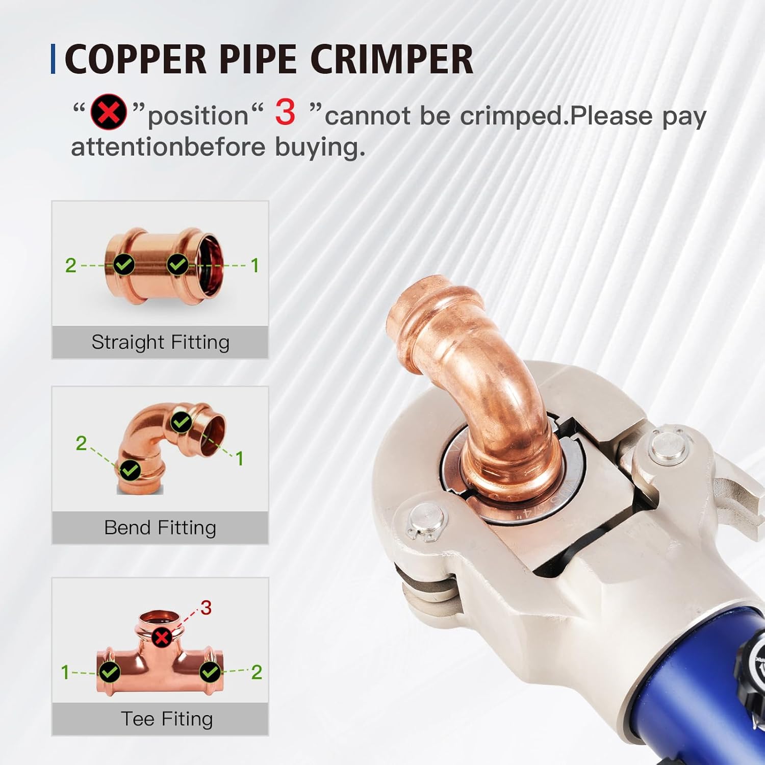 BANCHEE Hydraulic Copper Tube Fittings Crimping Tool with 1/2,3/4 and 1-inch Jaw for ProPress Copper Fitting Pipe Reparing tool(BC-1632)