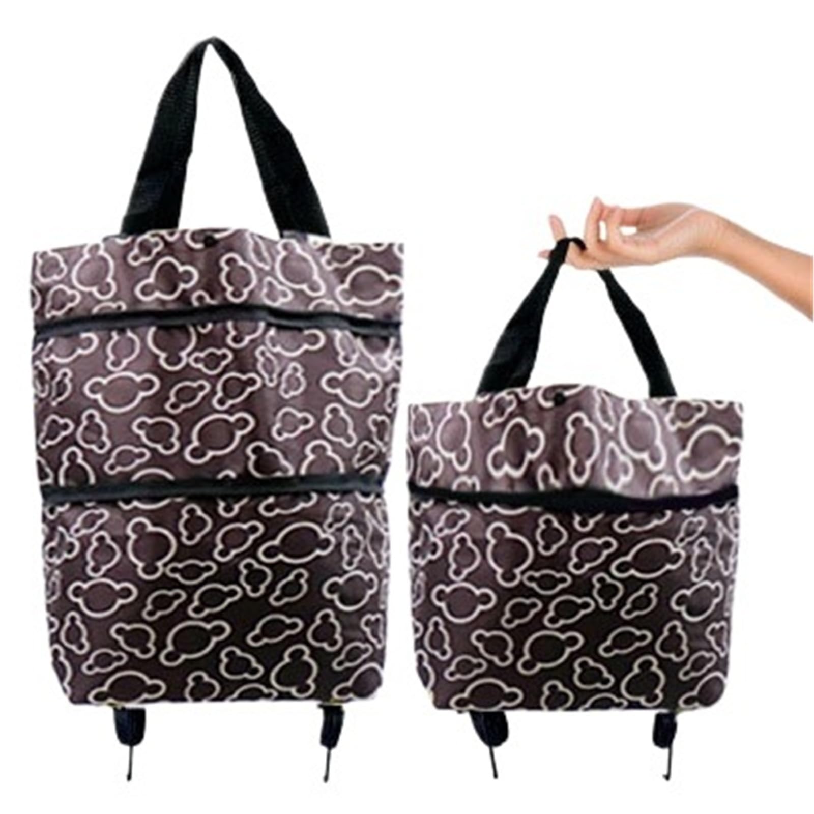 Foldable Shopping Bag with Wheels 1pc Portable Folding Reusable Shopping Bags With Wheels Fruit Vegetables Food Organizer(Blue)