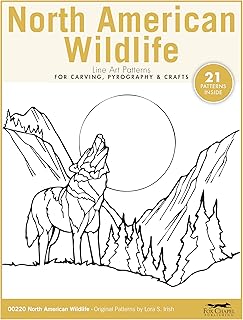 North American Wildlife Line Art Patterns for Carving, Pyrography & Crafts (Fox Chapel Publishing) 21 Original Designs by Lora Irish - Bear, Moose, Wolves, Deer, Buffalo, Coyote, and More - Buy now