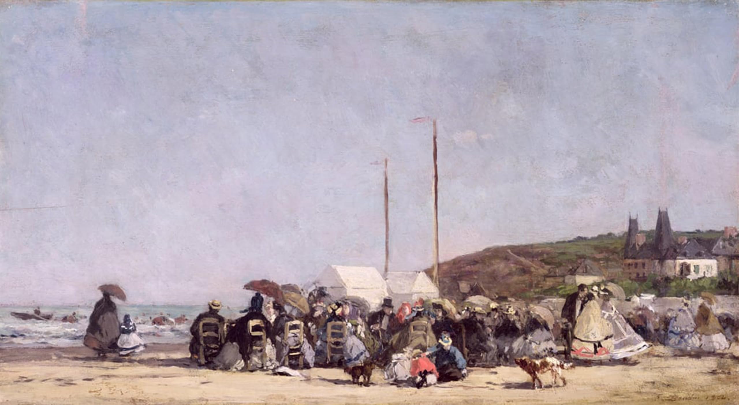 ARTXLXXBN Famous Print Painting Colorful Art Print the Beach At Trouville by Eugene Louis Boudin Canvas Art Decorations for Home Decor 60x90cm