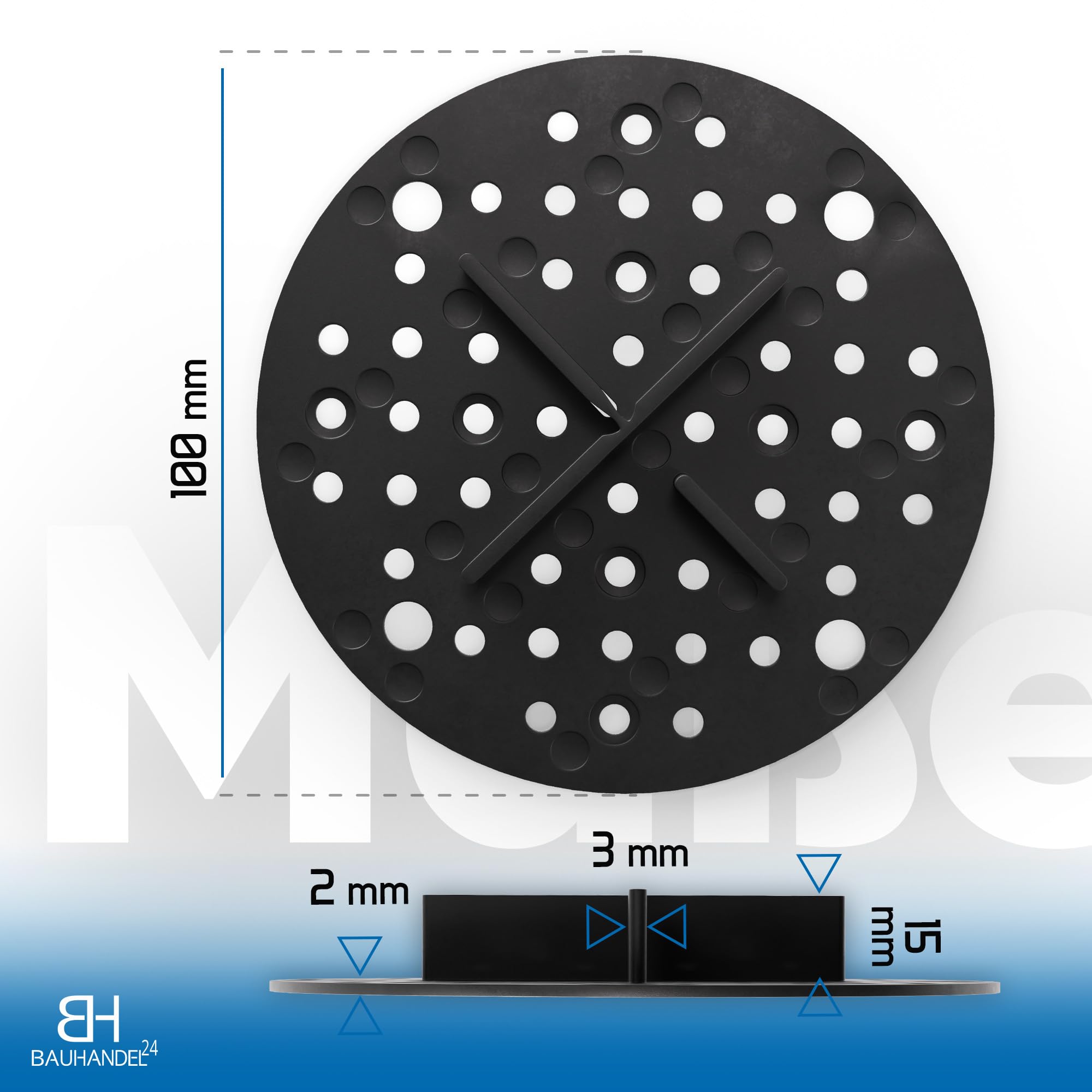 Bauhandel24 cruces para juntas 3 mm 50 unidades color negro cojinete de placas almohadillas con plato exterior cruces de juntas grava para exteriores rodamiento de grava terraza balcón piedra