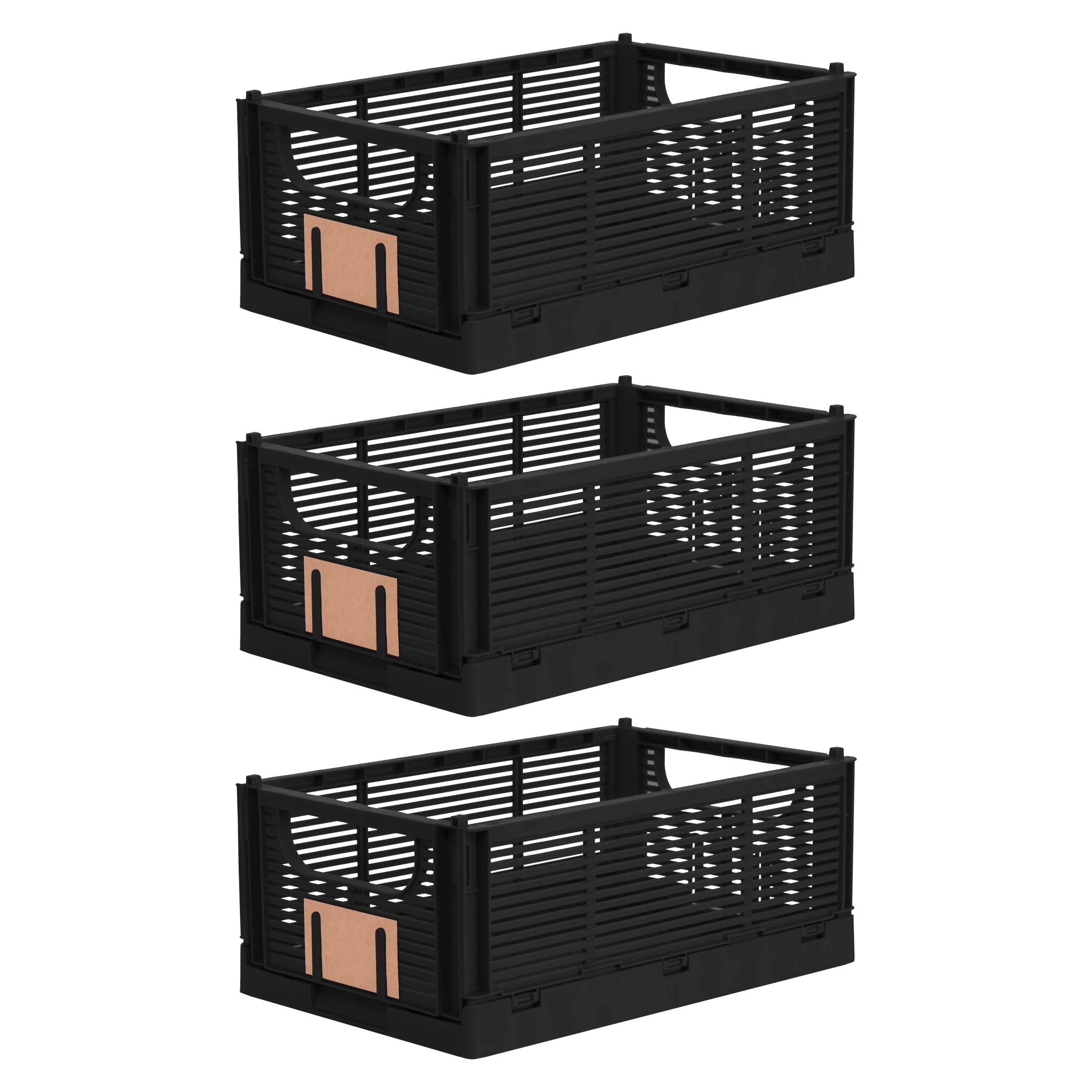 Brandsseller Caja plegable XL Juego de 3 Cesta de la Compra robusta Cesta de Transporte apilable Caja de Almacenaje - Negro