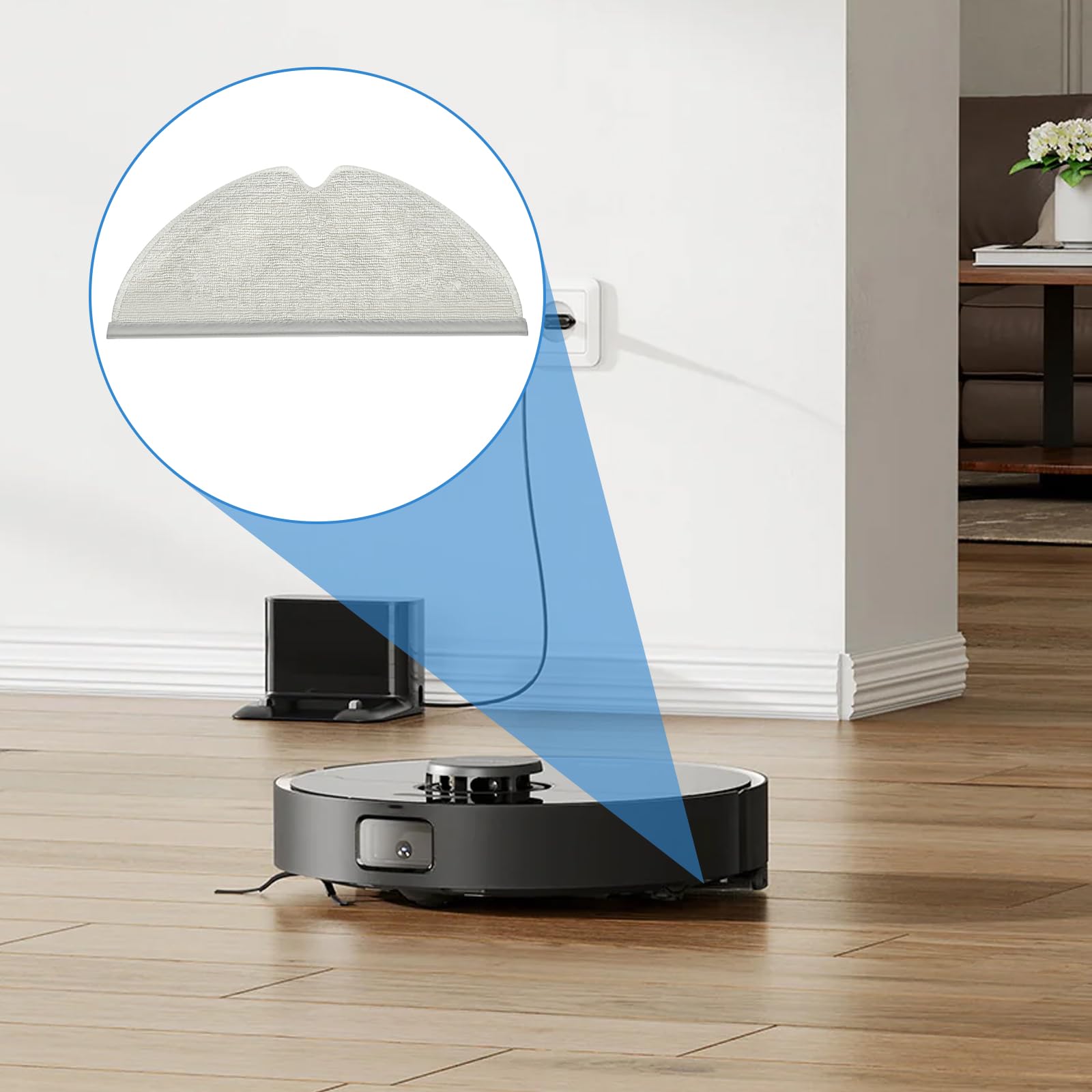 4 sztuki zapasowych podkładek do wycieraczek Dreame F9 / D9 / D9 Max / L10 Pro, do Xiaomi Mijia 1C robot odkurzający, nadające się do prania, akcesoria zamienne do wycieraczek wielokrotnego