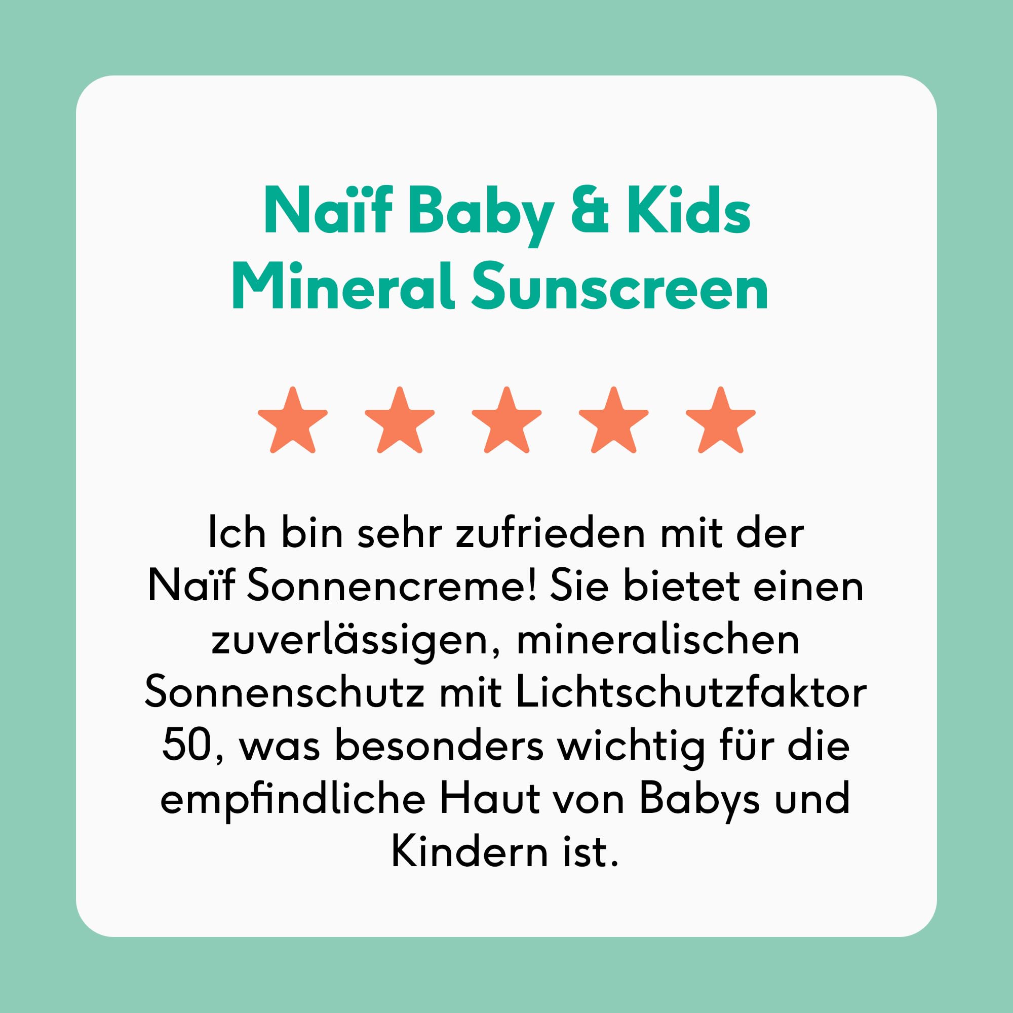 Naïf Crema solare minerale - per Neonati e Bambini - Protezione elevata - Resistente all'acqua - Vegano - Senza profumo - SPF50-100ml