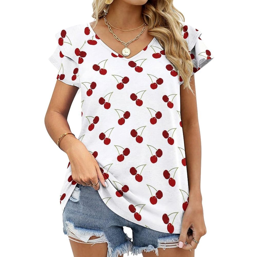 トップス Cherry Pattern Strap Top Cherry トップス Cherry Pattern Strap Top Cherry Cherries Tank Top