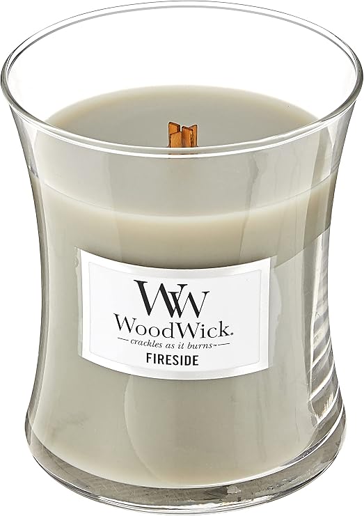WoodWick Vanilla Bean Medium Hourglass Candle, 9.7 oz. & Fireside Medium Hourglass Candle, 9.7 oz.
