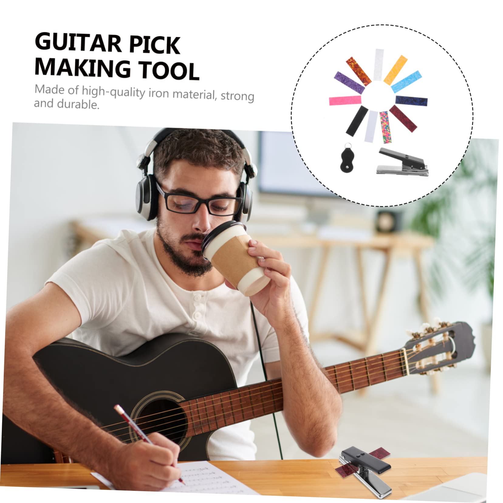 Gitarrenplektrum B 29 Stück aus Eisen und Celluloid | Plektrum Stanze für Gitarrenbauer, 1, Schlichtes Kreatives Bastelwerkzeug, Fein Verarbeitet Zufällige Farbe