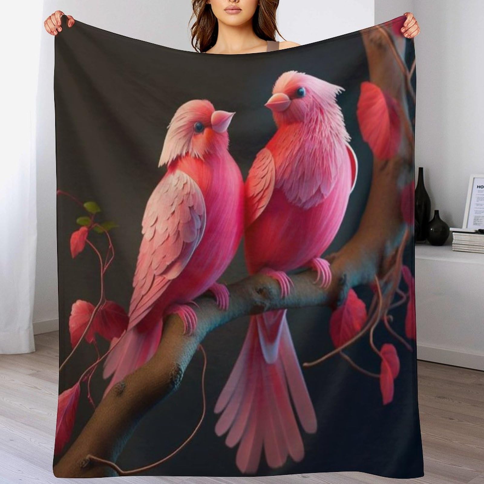Couverture oiseauie en flannel premium, jeté de lit doux et chaud