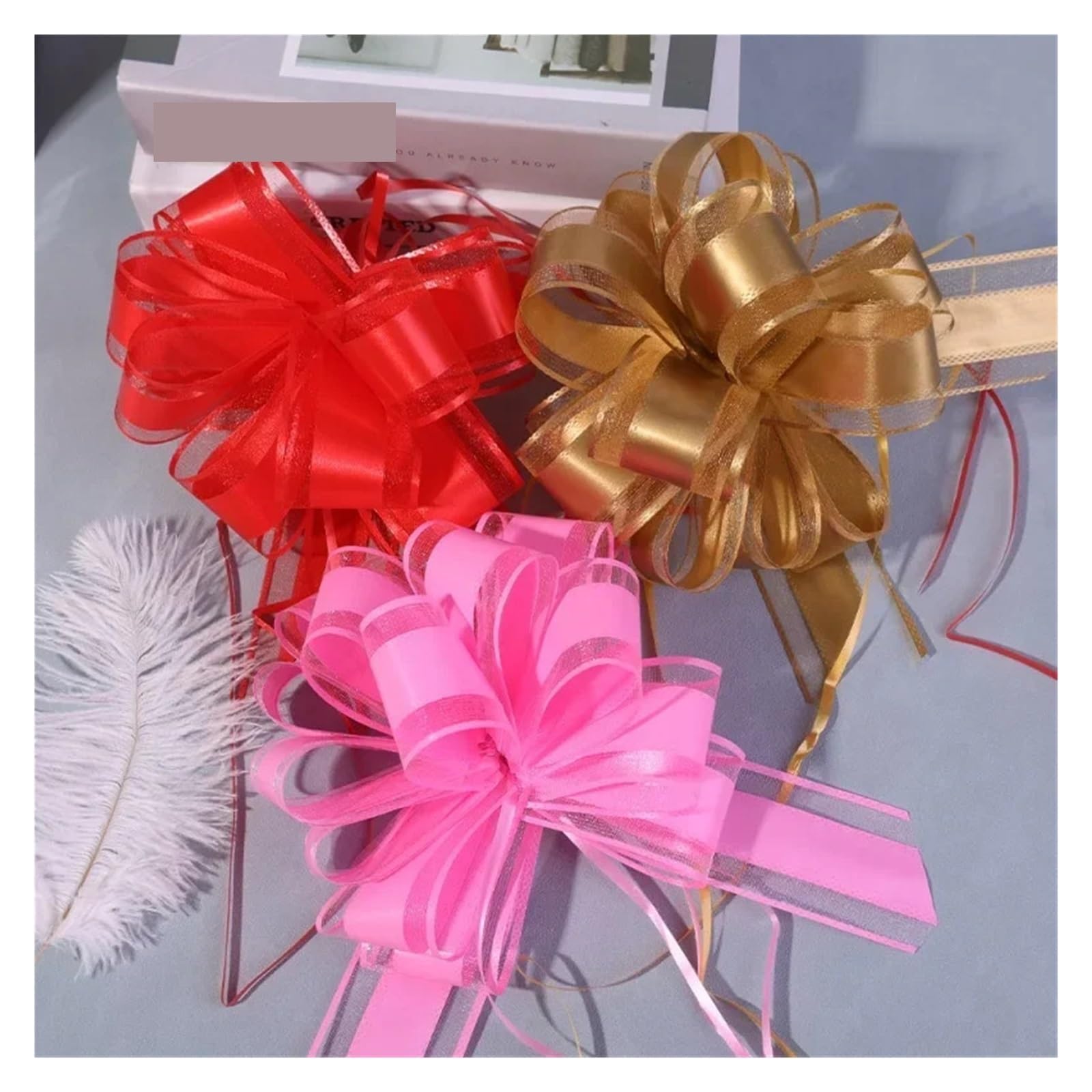 40 Fiocchi da Tirare, Nastri Regalo, Avvolgere, Decorazioni for Matrimoni, Feste di Compleanno per Casa(White)