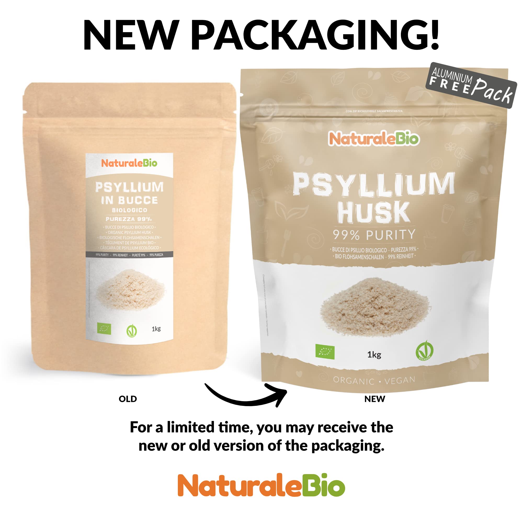Organic Psyllium Husk 99 Purity 1 kg. 100 Pure & Natural Psyllium
