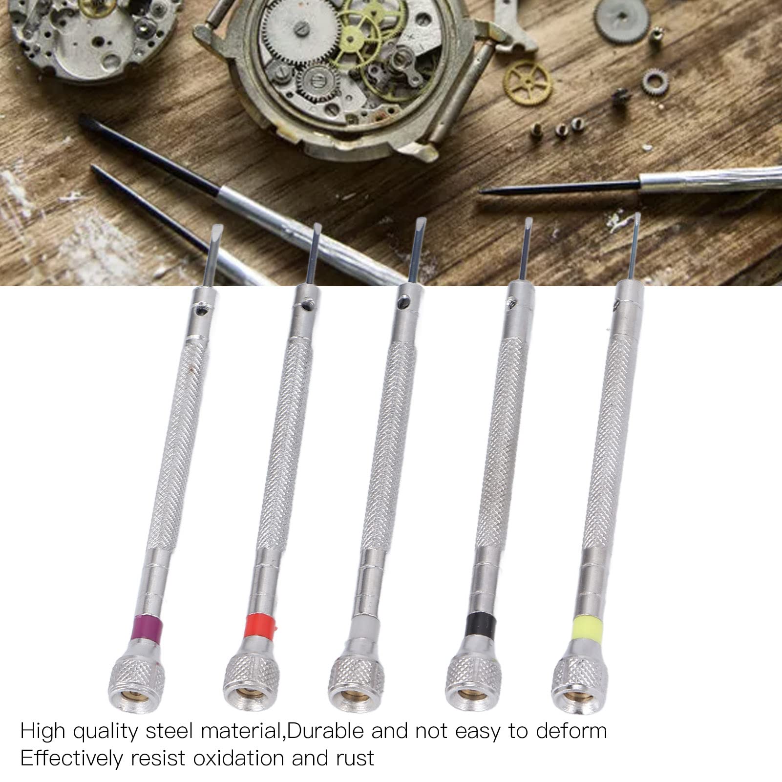 Jeu de 5 Tournevis de précision pour Montres, en Acier, de différentes Tailles, pour la réparation de Montres Professionnelles.