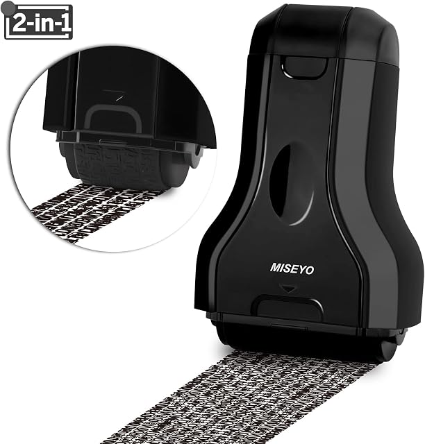 Miseyo 2 in 1 Identity Theft Protection Roller Stamps , Wide & Narrow Confidential Stamp Roller for Privacy Security Protection - Black