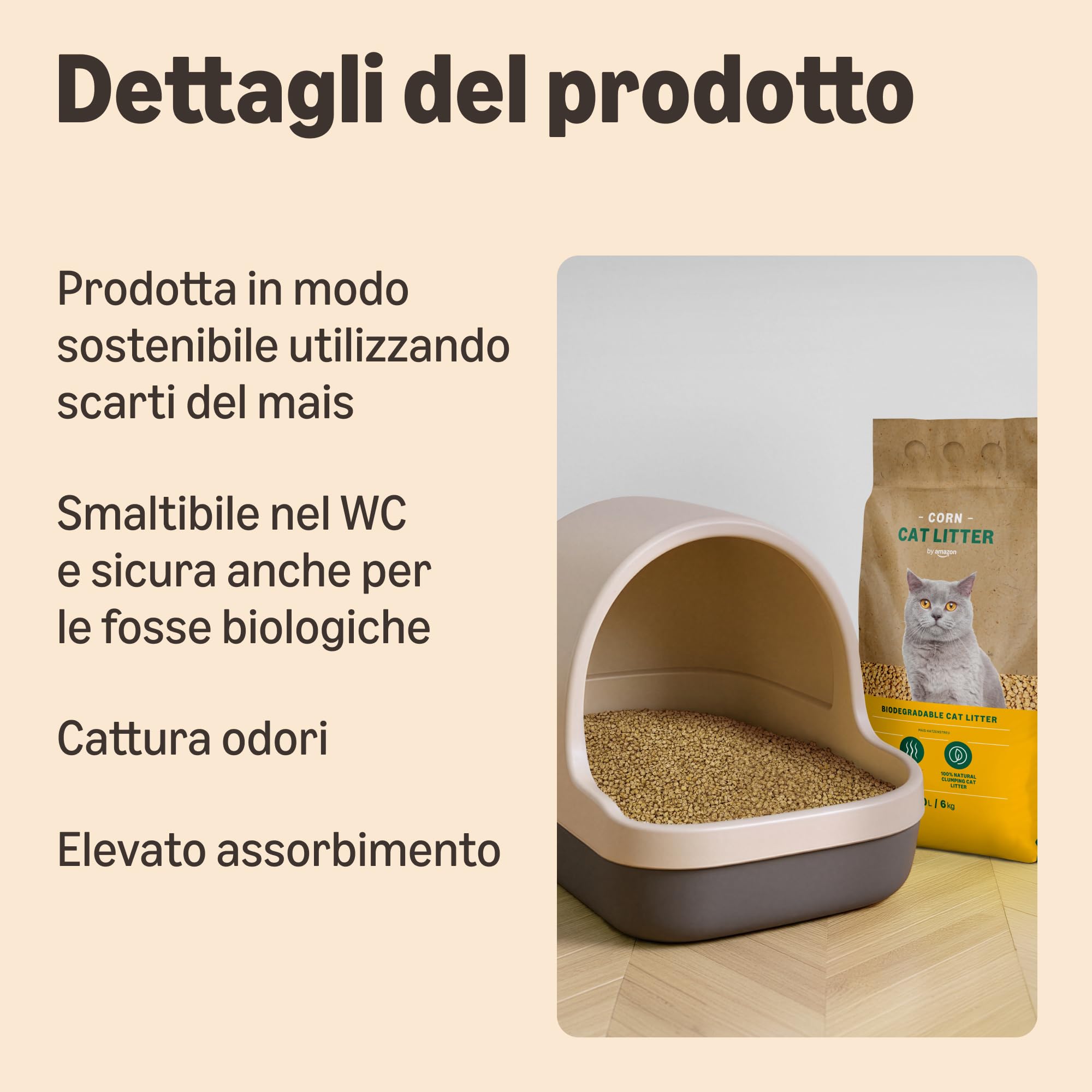 by Amazon Lettiera per Gatti Agglomerante al Mais, 10L (Confezione da 1) (in Precedenza Un Marchio Lifelong, Stesso Prodotto)