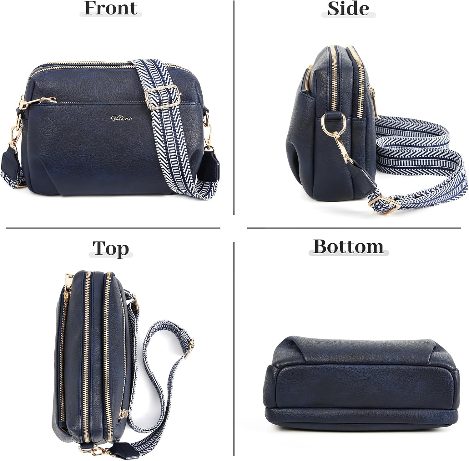 Crossbody Bag for Women Leather Purse Anti Theft Multi Pockets Wide Adjustable Strap Shoulder Handbag RFID Blocking - Image 6