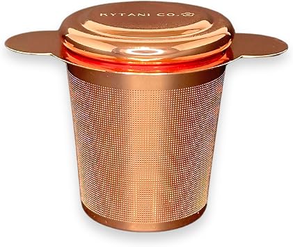 Tea Infuser Basket, Stainless Steel Tea Strainer, Fine Mesh Loose Leaf Tea Steeper, Loose Leaf Tea Infuser With Lid, Rose Gold