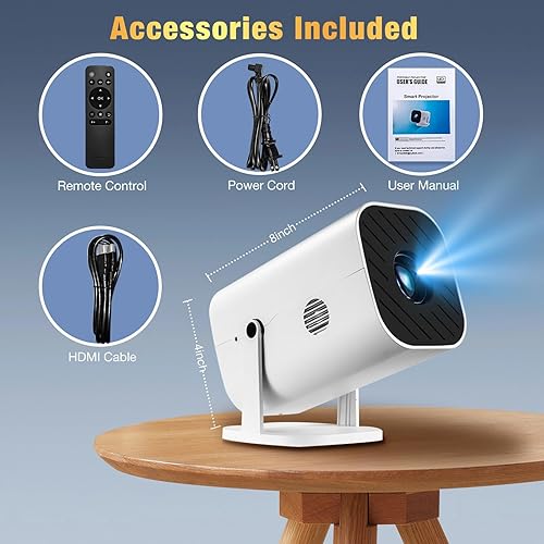 Miniatura 9 de Aplicaciones integradas, enfoque eléctrico y rotación de 210 mini proyector con WiFi y Bluetooth, proyector portátil de 1080P, proyector de