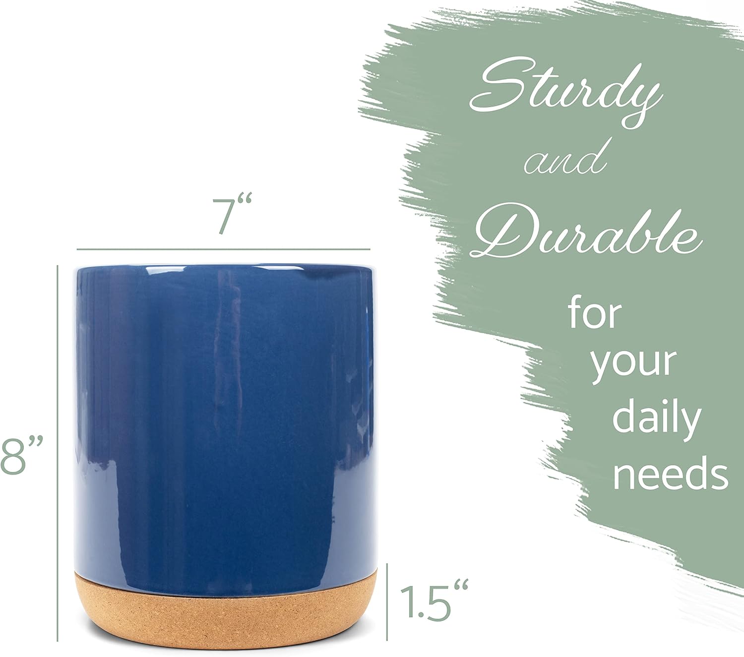 Elanze Designs Extra Large Navy Blue Stoneware 24 Count K Cup Coffee Pod Holder With Cork Bottom