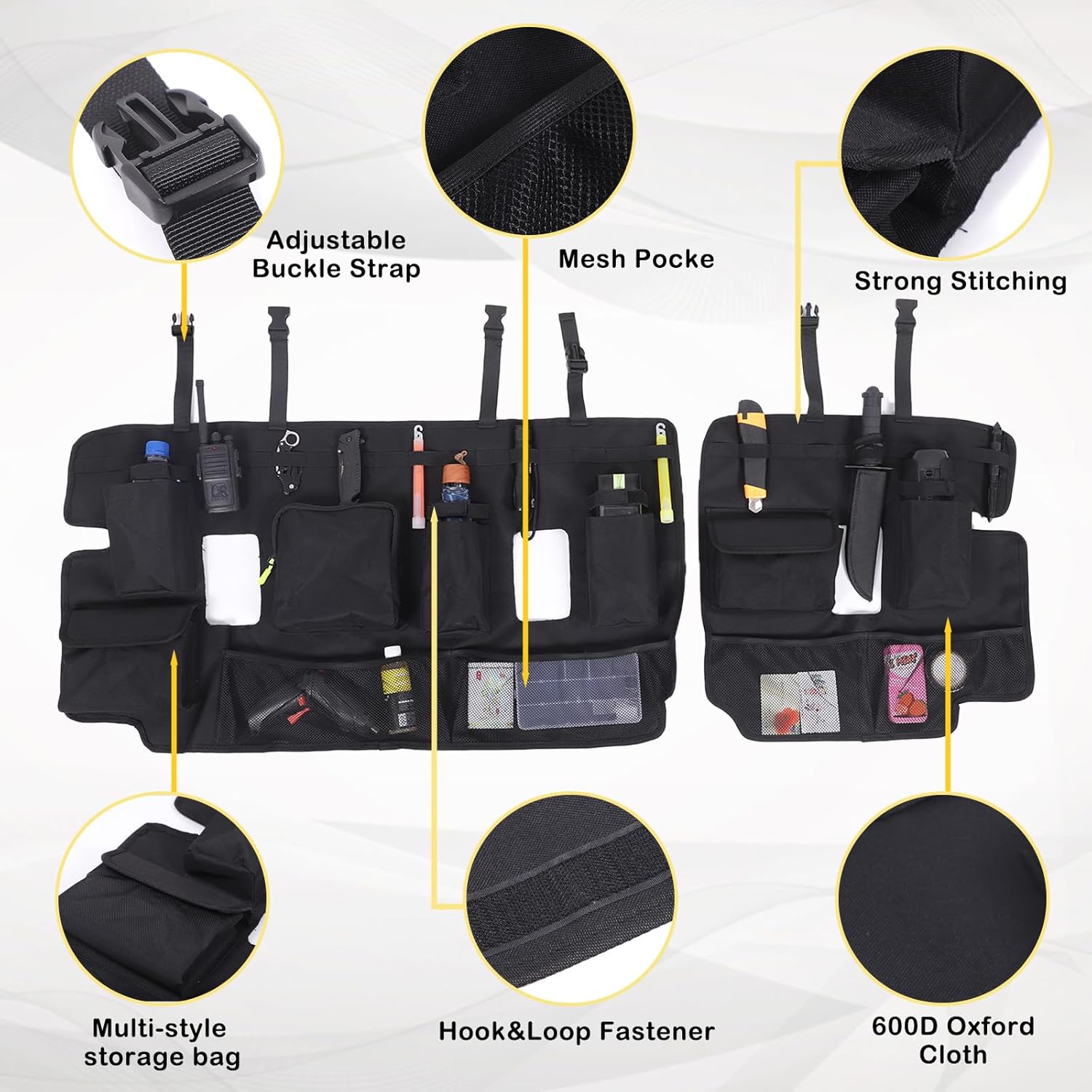 for Hummer EV Accessories Trunk Organizer Backseat Hanging Storage Multifunctional Large Foldable Cargo Seat Back Bag for Hummer EV SUV 2024 2025 2026 with 11 Pockets&Adjustable Straps