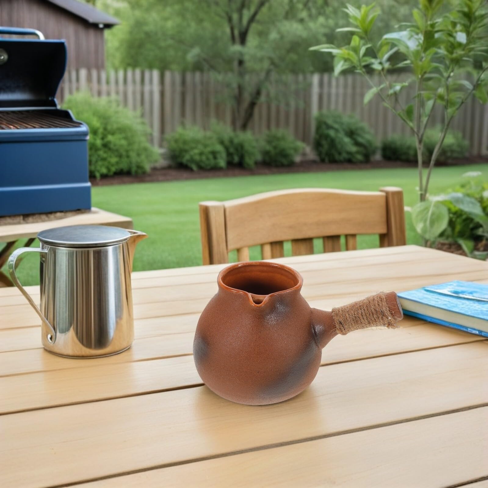 Alipis Bollitore in Terracotta Tradizionale da 800 Ml per Tè e Tisane, Resistente ad Alte Temperature, Design Classico in Ceramica per Campeggio e Riunioni Familiari