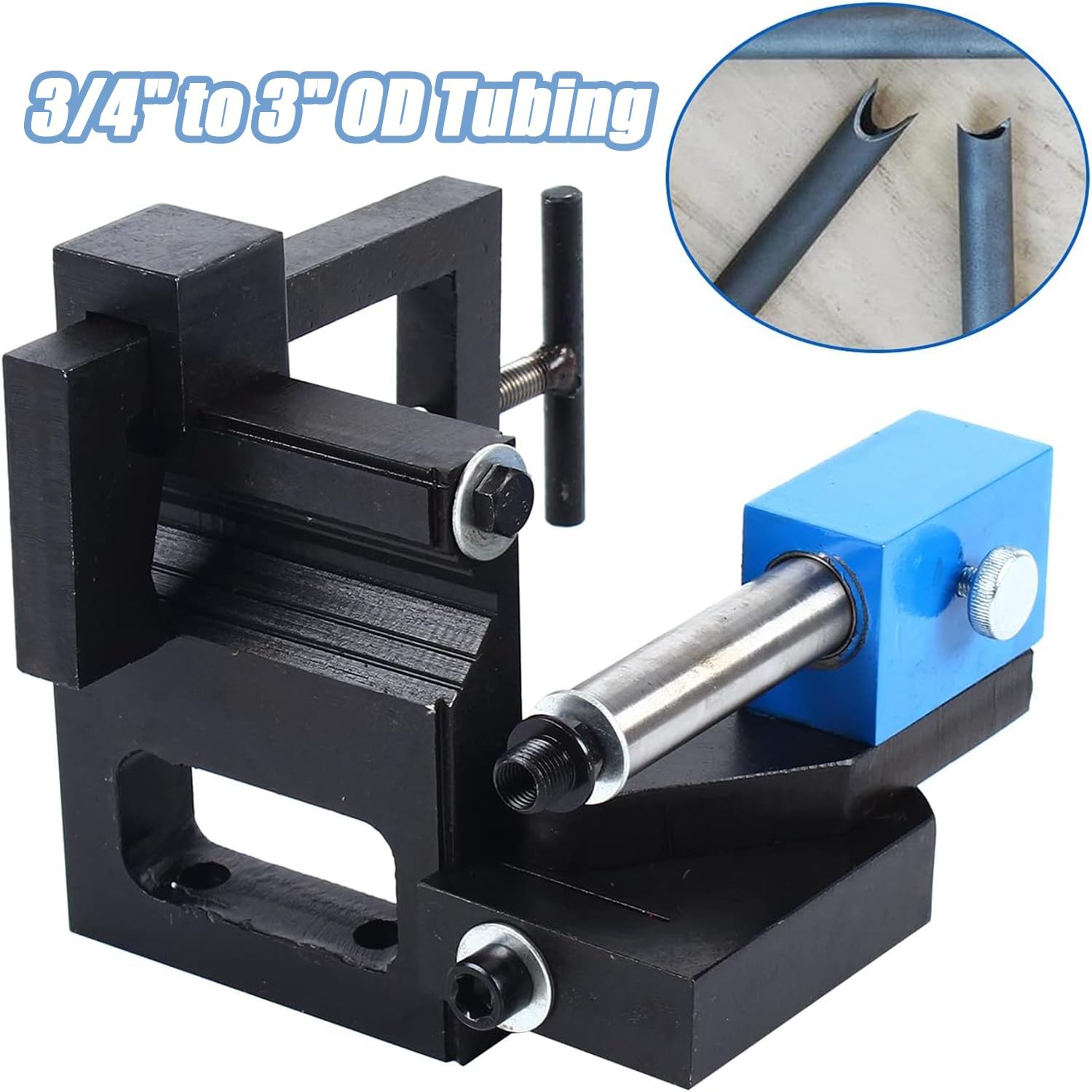 Cortador de agujeros resistente para tubos de tuberías, herramienta de muescas de metal ajustable de 0 a 50 grados para tubos redondos de 3/4 a 3 pulgadas de diámetro exterior