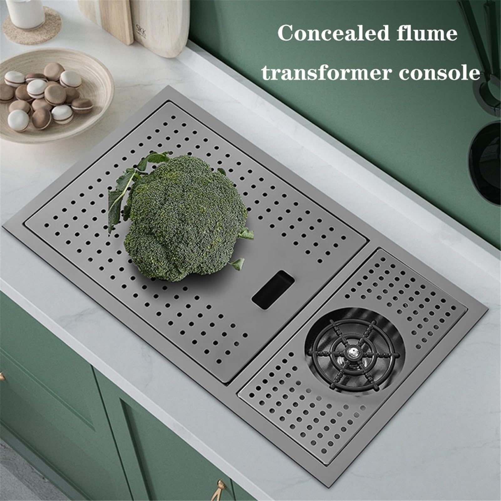 Lavello da Cucina a Incasso in Acciaio Inox con Rubinetto Pieghevole e lavabicchieri – Mini Piano di Copertura per Bar, lavabo salvaspazio per casa e Ufficio, qualità Commerciale (