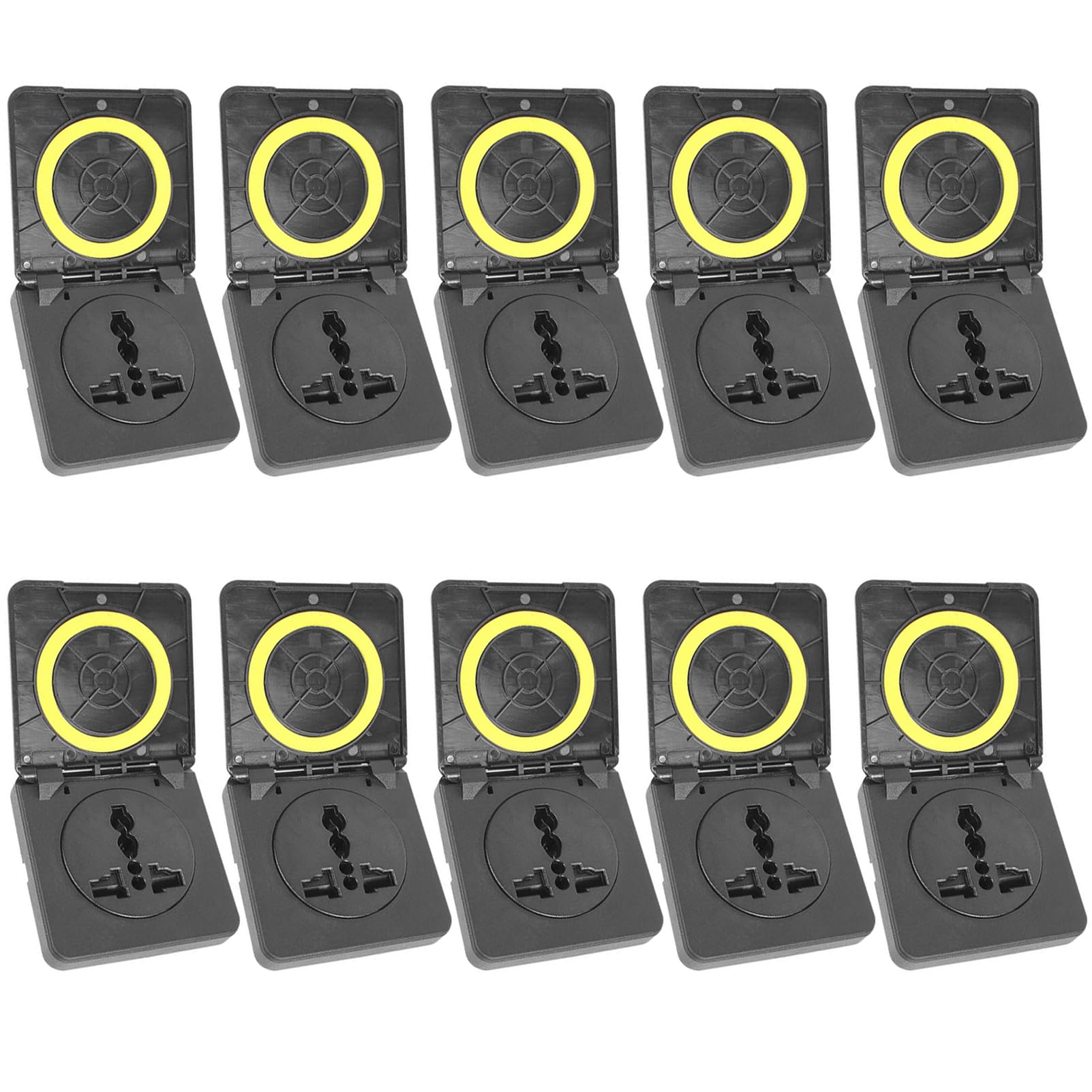 10 Packs Universal Waterproof 10A 250V Power Connector Multi Plug Electrical Socket Outlet with Cover 60mm IP 54 RV Motorhome Caravan Accessories