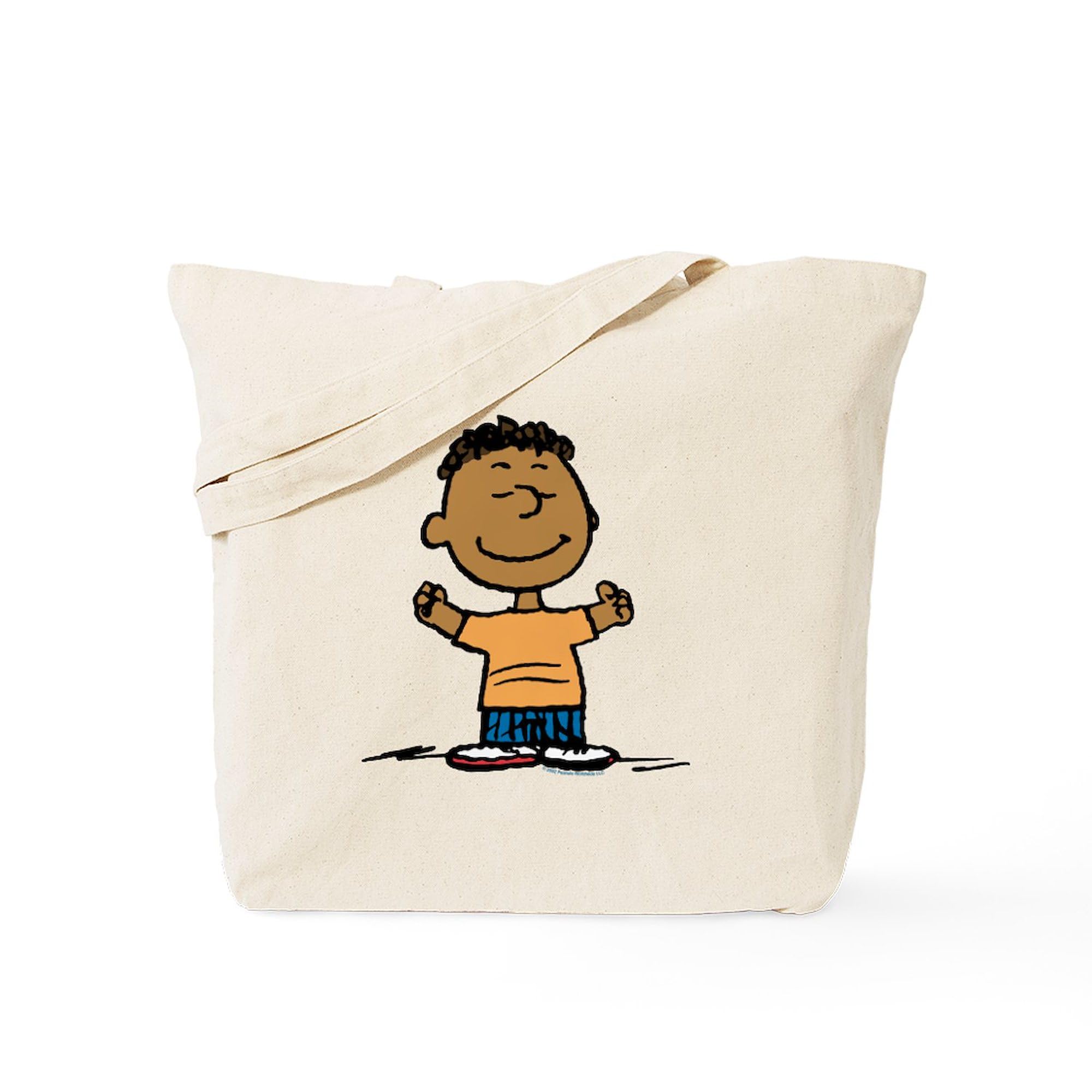 CafePress Peanuts Franklin Big Hug Reusable Natural Beige Canvas Shopping Bag