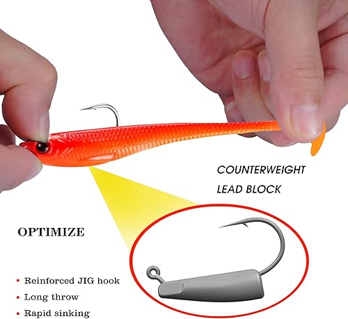 Miniatura 3 de GOFIYFISH Señuelo de pesca de lubina, cabeza de trucha, cebo de pala, cola de natación, cebo de pesca para agua dulce y salada