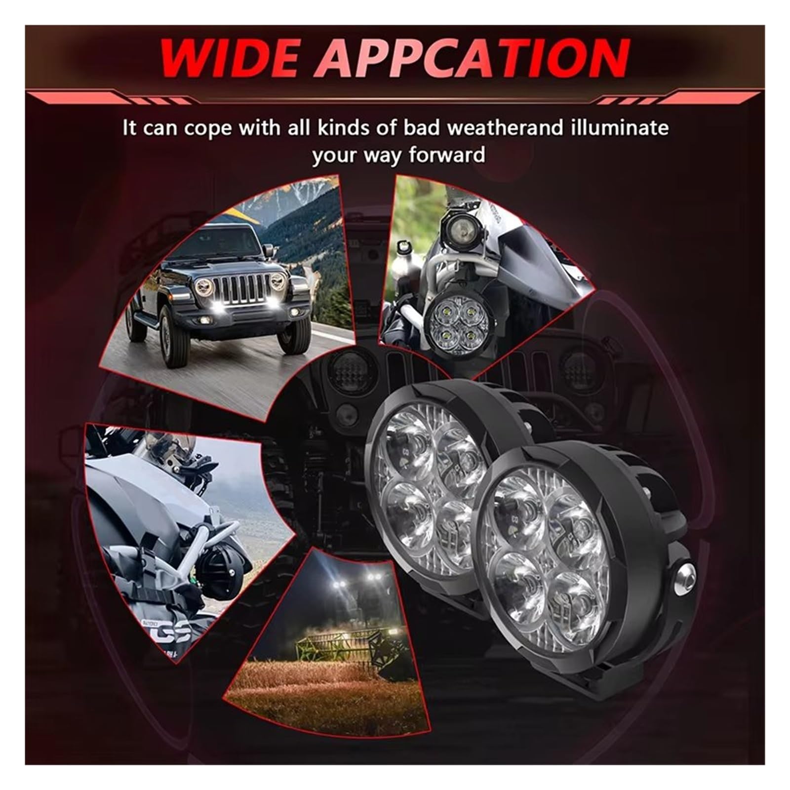 Phare Avant Moto Phare Antibrouillard Auxiliaire LED Blanc Ambre 3,5 Pouces pour BMW R1200GS ADV K1600 R1200GS R1100GS LED Phares Avant