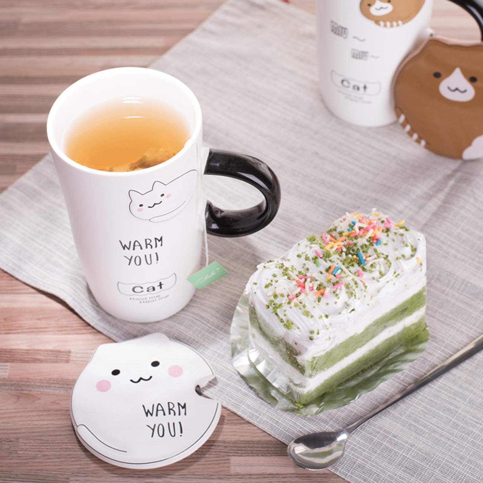 Tazza con gatto goffo - Tazza in ceramica dipinta a mano, piatto in porcellana, regalo per amanti dei gatti, regalo per chi lavora a maglia - Italia