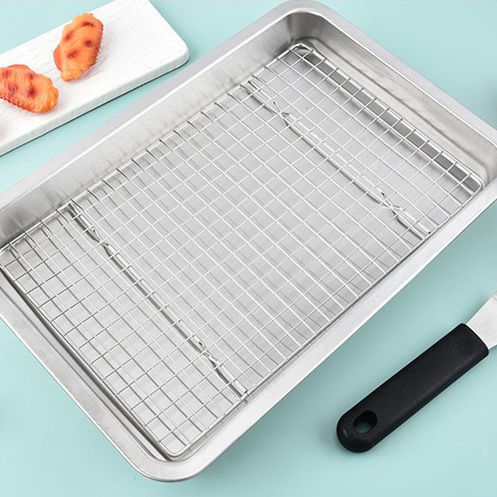 Cestelli Per Grigliata Fondo, Rettangolare, Acciaio | Vassoio Per Grigliare per Verdure alla Griglia, Carne, Pesce, Peperoni, Gamberi, Picnic e Riunioni Familiari