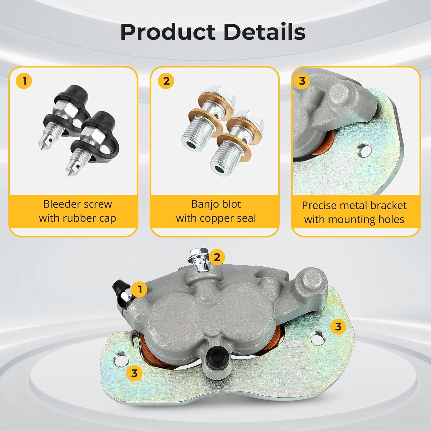 Rear Left Brake Caliper & Sintered Pads for Maverick X3 Turbo 2017-2022, MPN# 705601514 705601891