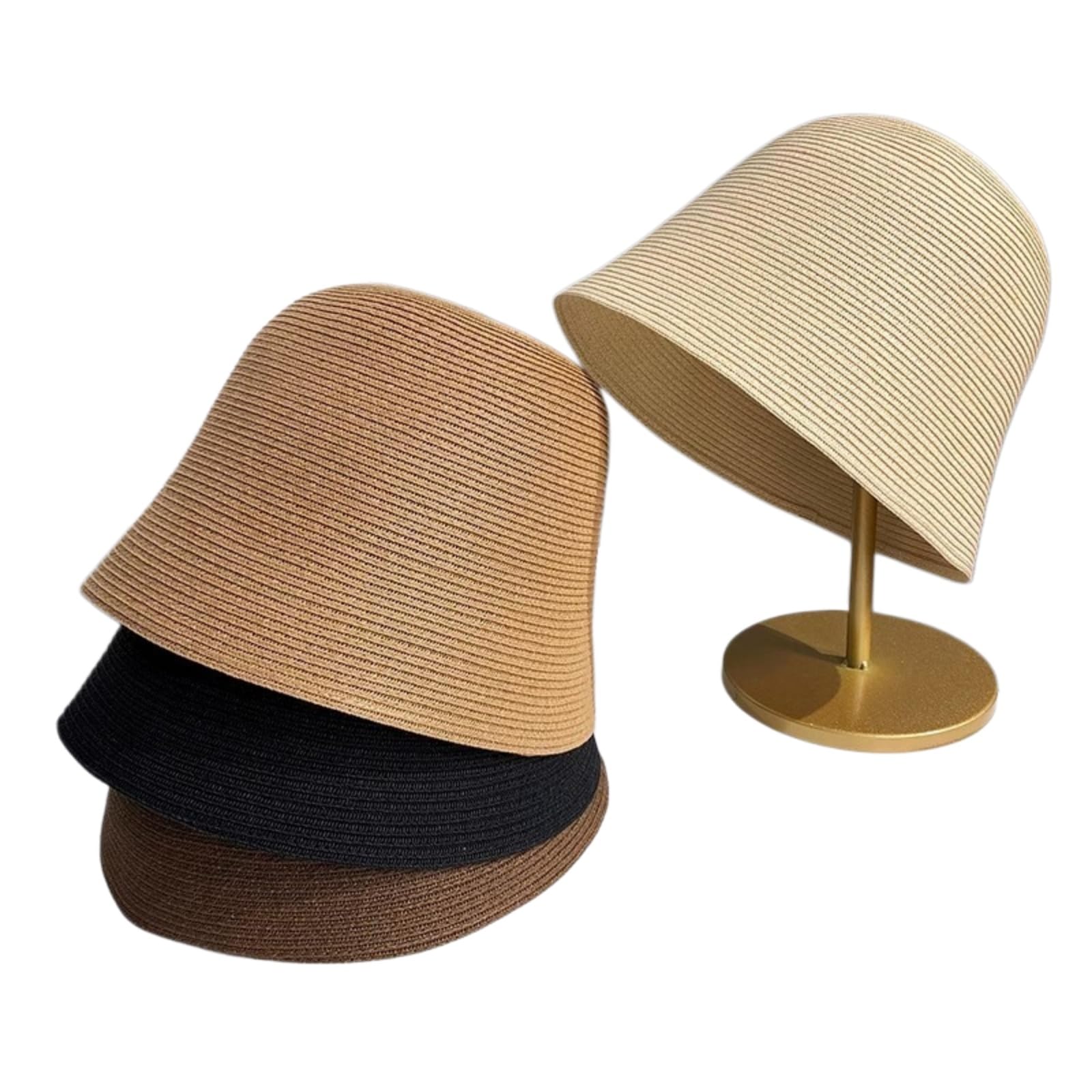 Cappellino da Baseball,Cappello Pescatore Cappello di Paglia delle Donne Moda, Sole Traspirante Leggero All'aperto con Semplice Aspetto A Colore Solido-Black