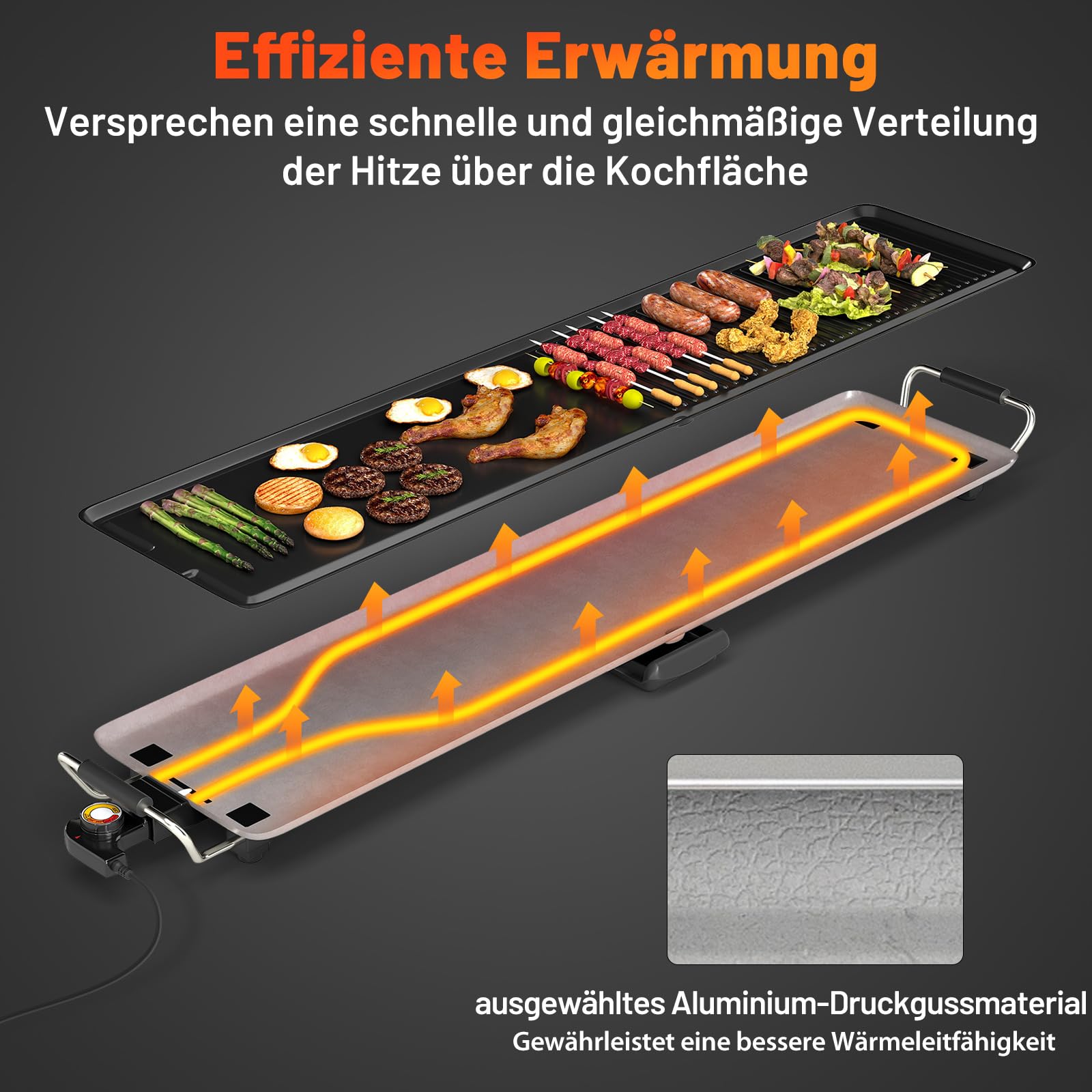 COSTWAY Teppanyaki Grill elektryczny 1800 W, nieprzywierający stołowy z regulacją temperatury, termostatem i tacką na tłuszcz