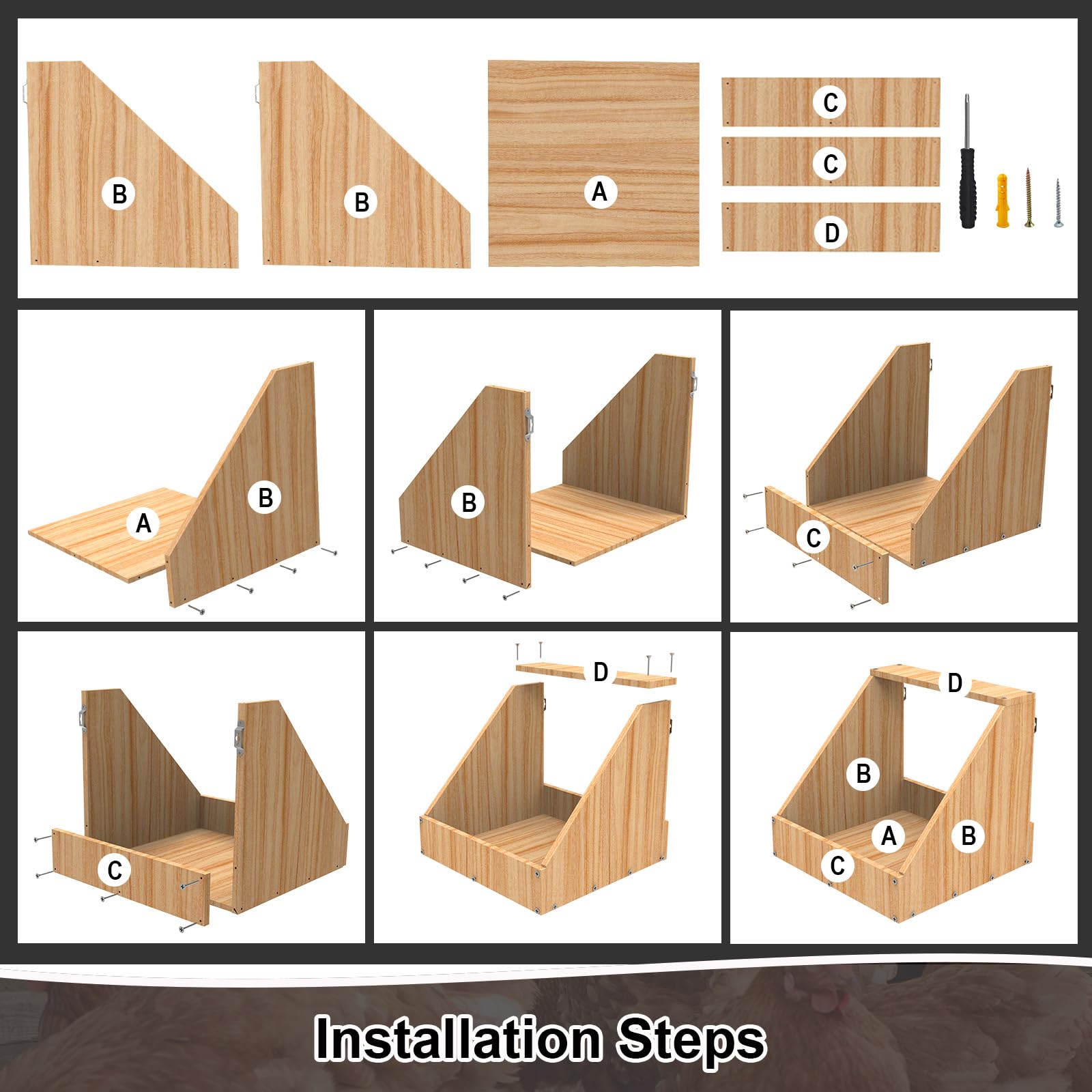 Carbonizado Y Pintado Nido para Gallinas Ponedoras | 2 Piezas, 35,3 x 35,3 x 34,2 cm,Nidos para Gallinas De Montaje En Pared,CREA Un área Segura para La Recolección De Huevos