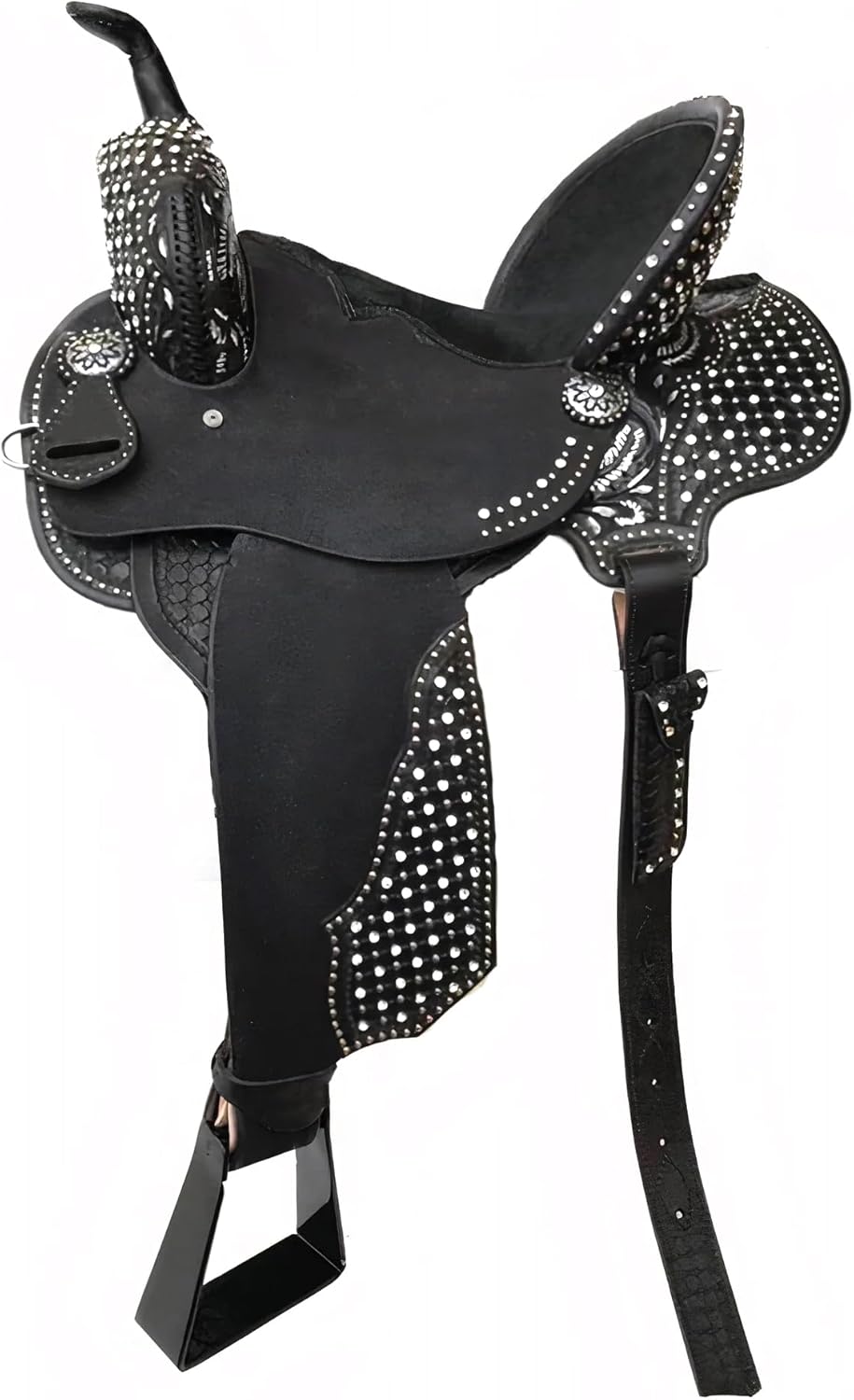 Humayl Saddlery Western Barrel Racing Wooden Tree Horse Saddles Handmade Premium Leather Comfort Horses Trail Equestrian Tooled Carved Horse Saddle Riding Size: 10-18 inch MOW10